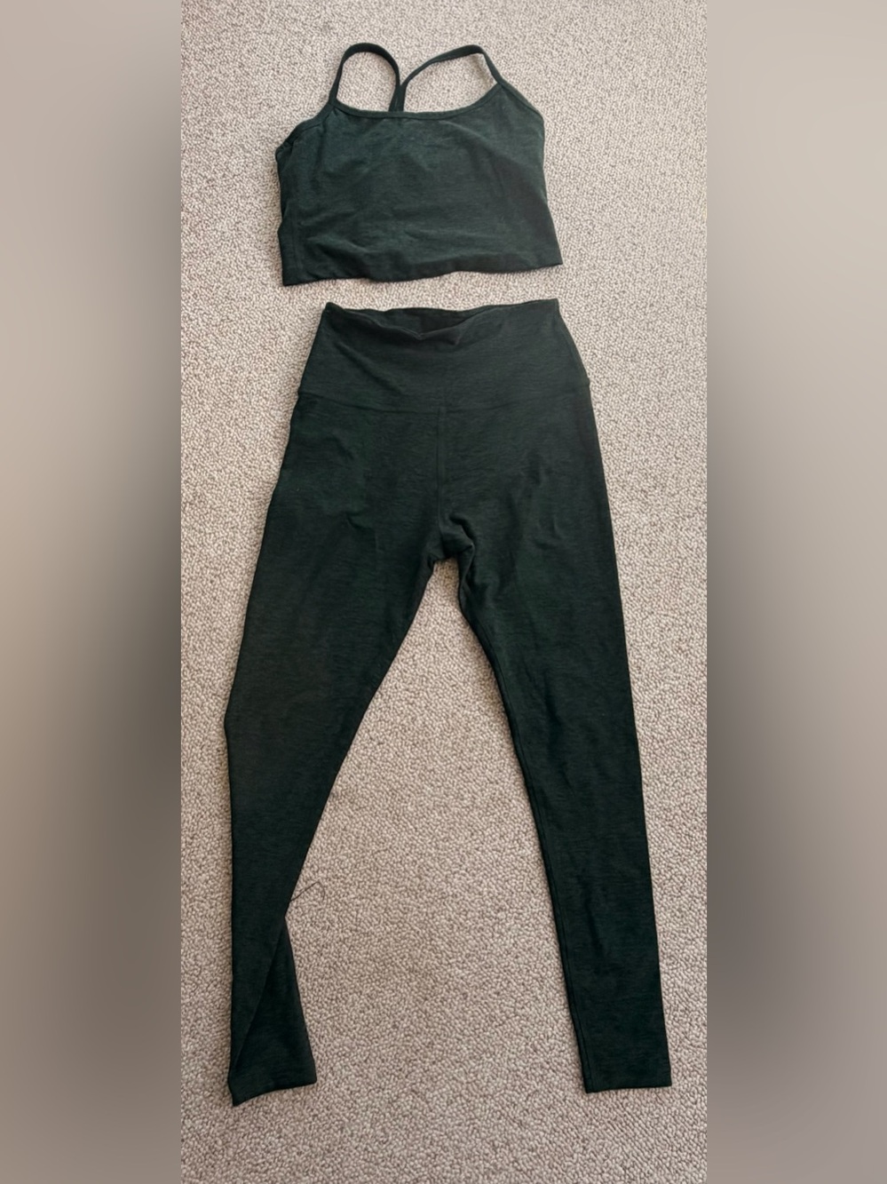 Beyond Yoga  High-Waist Green Leggings & Crop Top Set